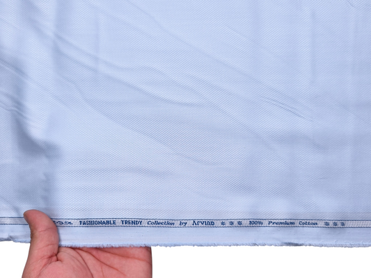 Arvind Fashionable Trendy Collection 100% Premium Cotton Shirting Fabric (Sky Blue, Dobby Design)