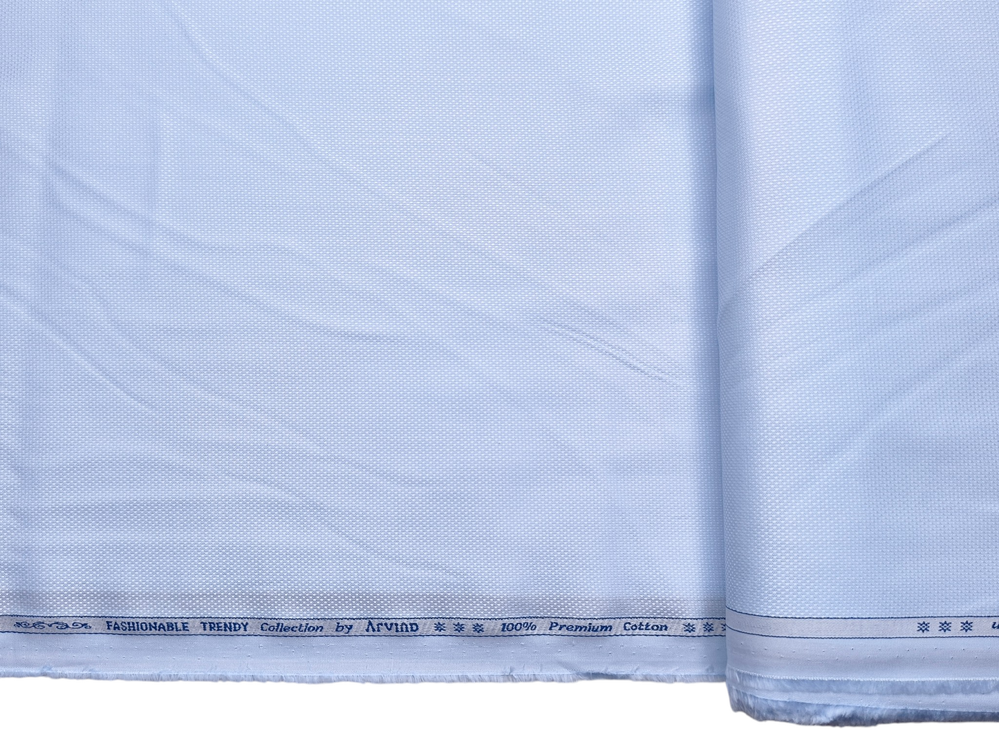 Arvind Fashionable Trendy Collection 100% Premium Cotton Shirting Fabric (Sky Blue, Dobby Design)