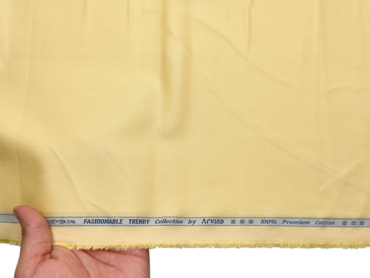 Arvind Fashionable Trendy Collection 100% Premium Cotton Shirting Fabric (Yellow, Dobby Design)