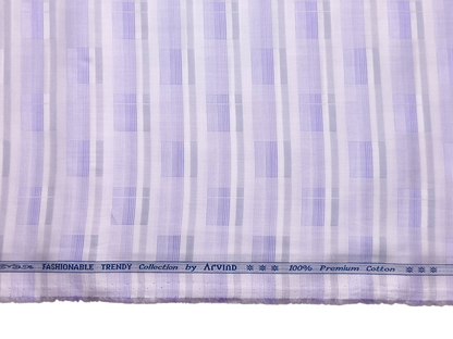 Arvind Fashionable Trendy Collection 100% Premium Cotton Shirting Fabric (Violet, Patterned )