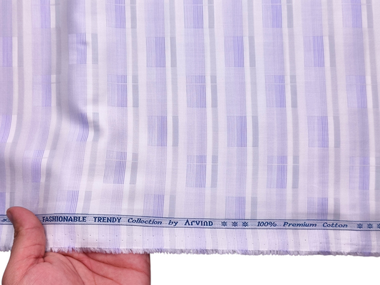 Arvind Fashionable Trendy Collection 100% Premium Cotton Shirting Fabric (Violet, Patterned )