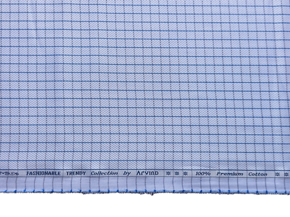 Arvind Fashionable Trendy Collection 100% Premium Cotton Shirting Fabric (Blue, Checks)