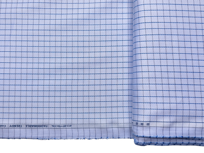 Arvind Fashionable Trendy Collection 100% Premium Cotton Shirting Fabric (Blue, Checks)