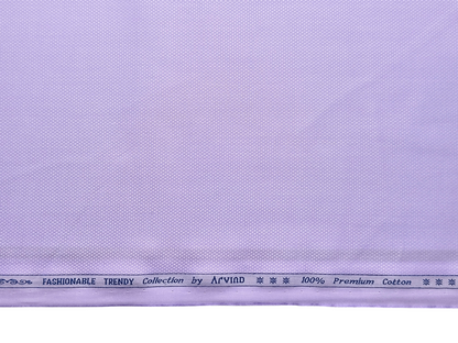 Arvind Fashionable Trendy Collection 100% Premium Cotton Shirting Fabric (Light Purple, Dobby Design)