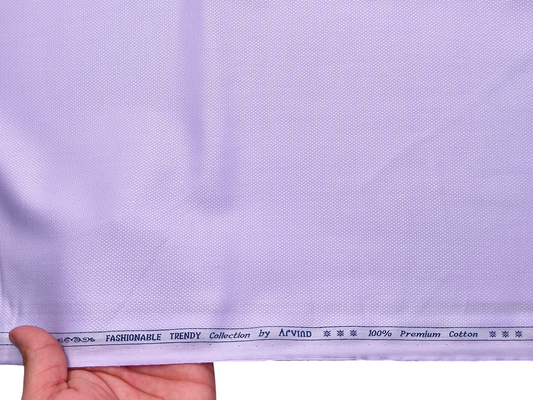 Arvind Fashionable Trendy Collection 100% Premium Cotton Shirting Fabric (Light Purple, Dobby Design)