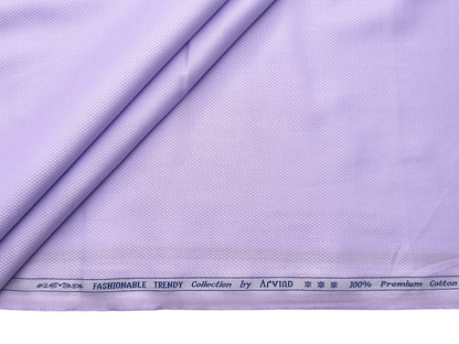 Arvind Fashionable Trendy Collection 100% Premium Cotton Shirting Fabric (Light Purple, Dobby Design)