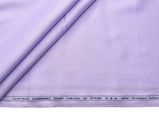 Arvind Fashionable Trendy Collection 100% Premium Cotton Shirting Fabric (Light Purple, Dobby Design)