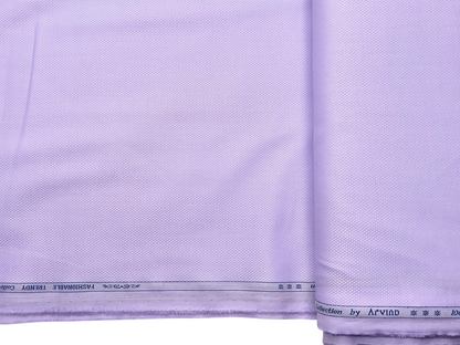 Arvind Fashionable Trendy Collection 100% Premium Cotton Shirting Fabric (Light Purple, Dobby Design)
