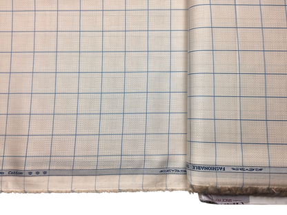Arvind Fashionable Trendy Collection 100% Premium Cotton Shirting Fabric (Beige & Blue, Checks)
