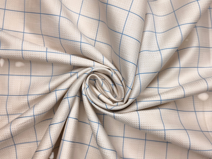 Arvind Fashionable Trendy Collection 100% Premium Cotton Shirting Fabric (Beige & Blue, Checks)
