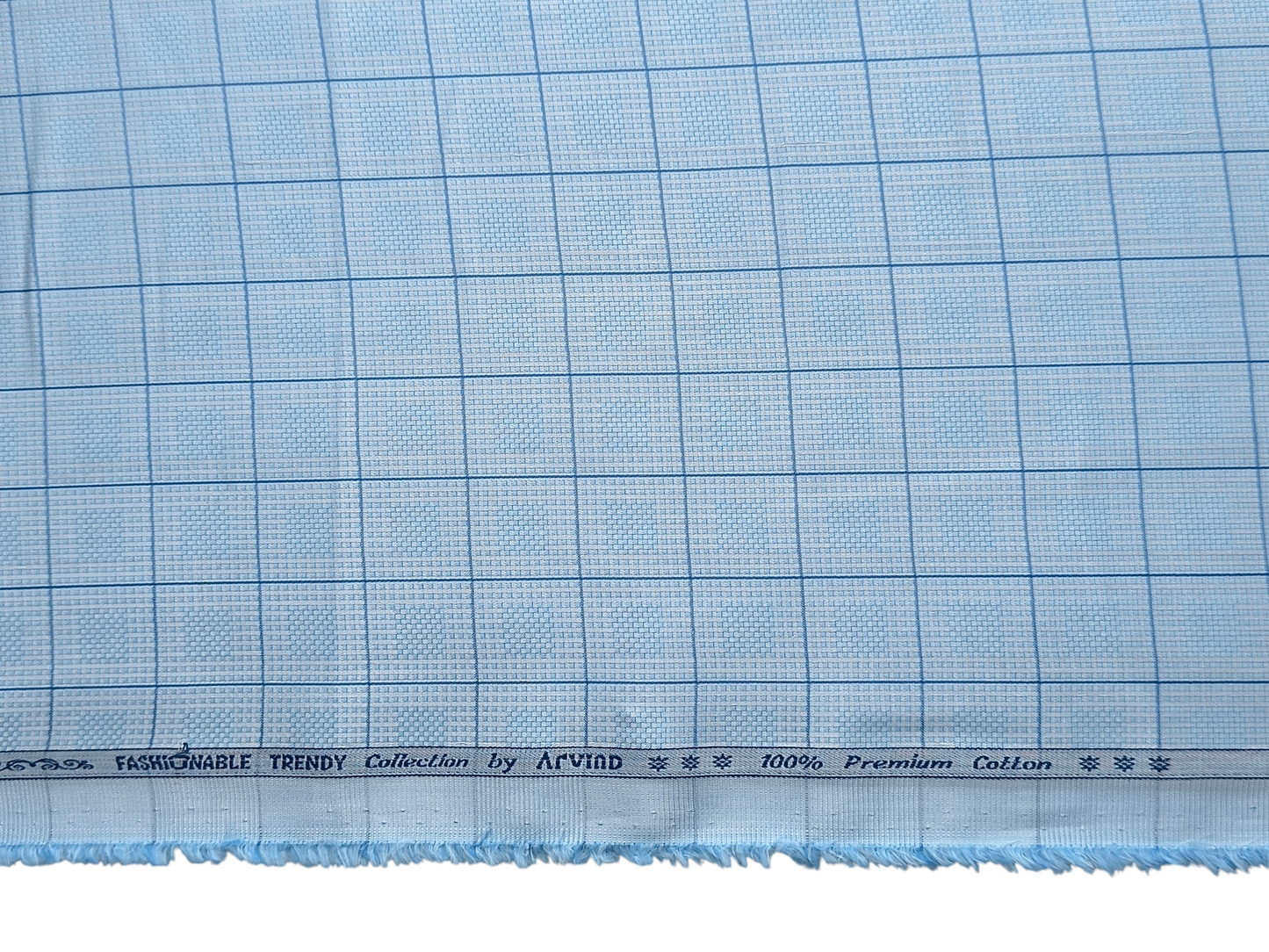 Arvind Fashionable Trendy Collection 100% Premium Cotton Shirting Fabric (Sky Blue, Checks)