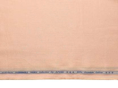 Arvind Fashionable Trendy Collection 100% Premium Cotton Shirting Fabric (Peach, Dobby Design)
