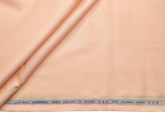 Arvind Fashionable Trendy Collection 100% Premium Cotton Shirting Fabric (Peach, Dobby Design)