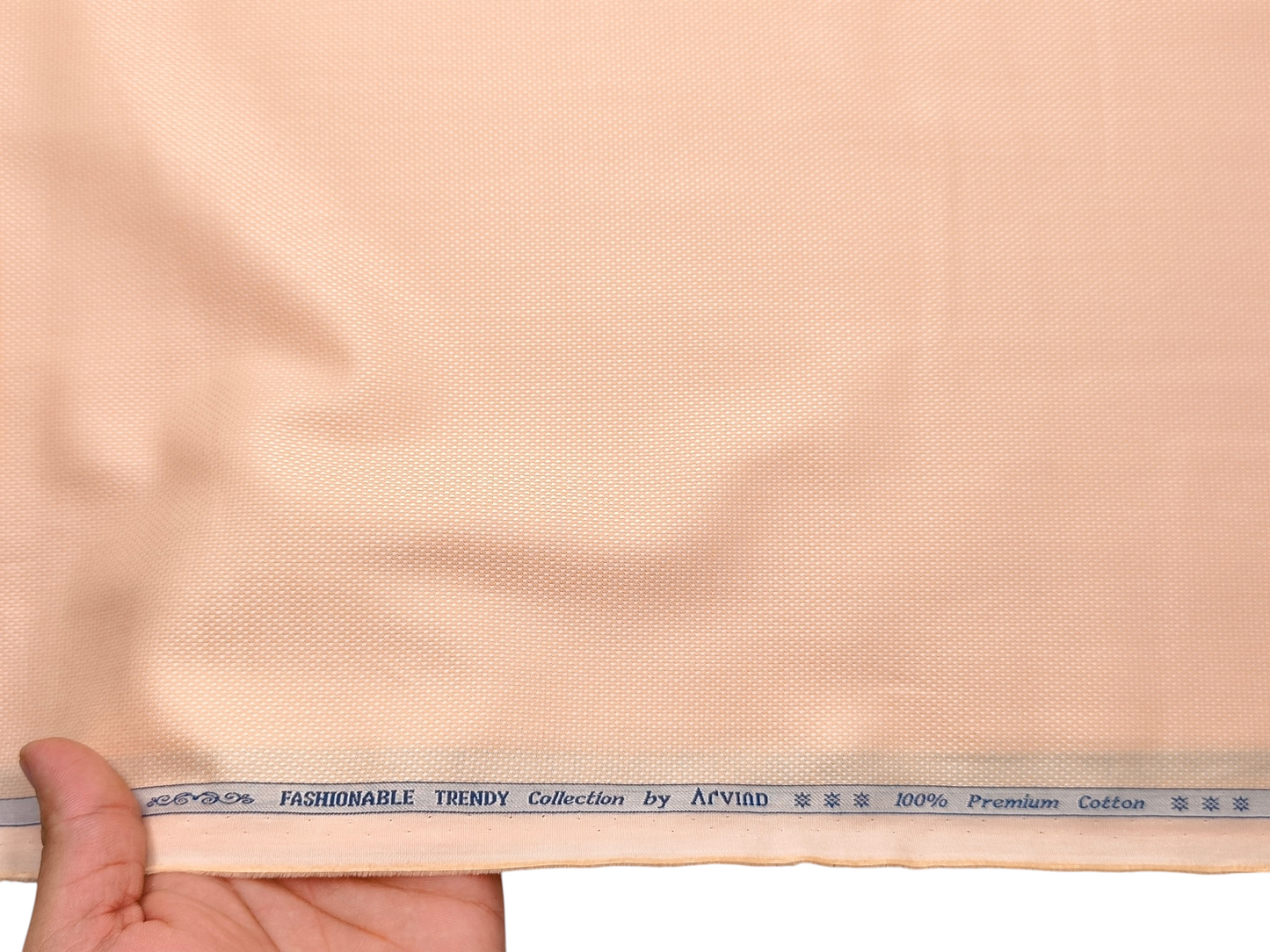 Arvind Fashionable Trendy Collection 100% Premium Cotton Shirting Fabric (Peach, Dobby Design)
