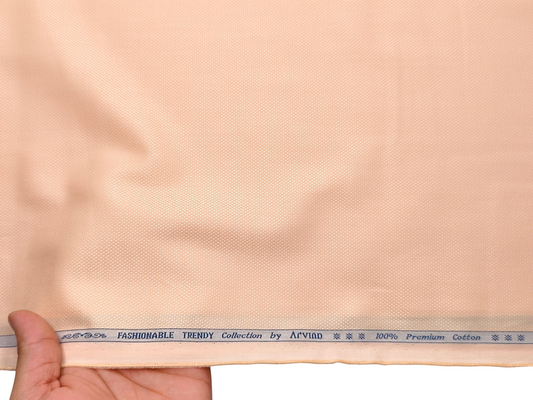 Arvind Fashionable Trendy Collection 100% Premium Cotton Shirting Fabric (Peach, Dobby Design)