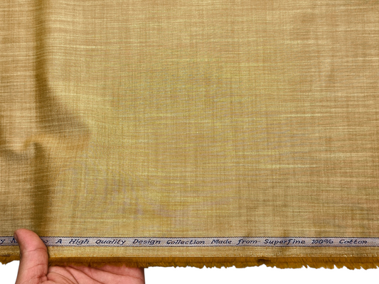 Arvind Tresca 100% Superfine Premium Cotton Shirting Fabric (Mustard, Slub Design)