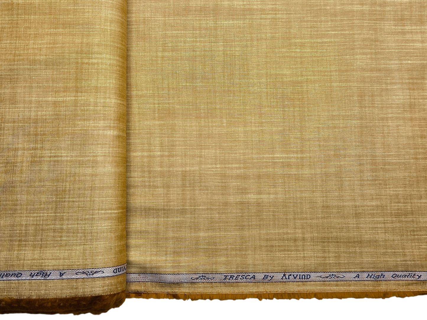 Arvind Tresca 100% Superfine Premium Cotton Shirting Fabric (Mustard, Slub Design)
