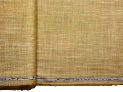 Arvind Tresca 100% Superfine Premium Cotton Shirting Fabric (Mustard, Slub Design)