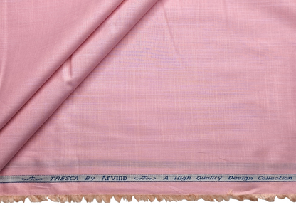 Arvind Tresca 100% Superfine Premium Cotton Shirting Fabric (Pink, Slub Design)