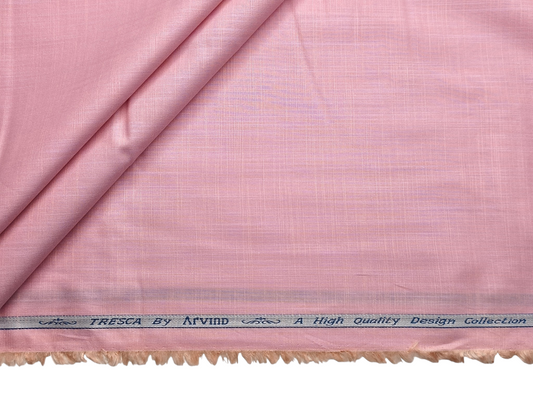 Arvind Tresca 100% Superfine Premium Cotton Shirting Fabric (Pink, Slub Design)