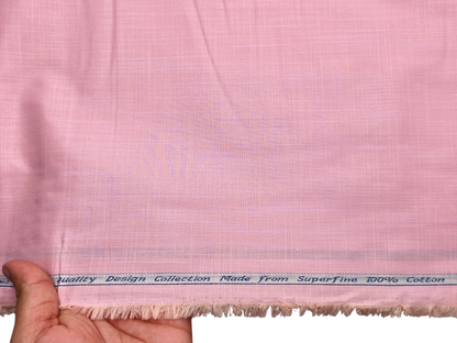 Arvind Tresca 100% Superfine Premium Cotton Shirting Fabric (Pink, Slub Design)