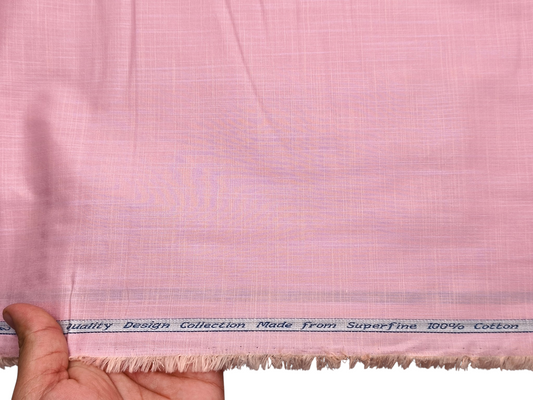Arvind Tresca 100% Superfine Premium Cotton Shirting Fabric (Pink, Slub Design)