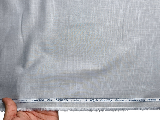 Arvind Tresca 100% Superfine Premium Cotton Shirting Fabric (Light Grey, Slub Design)