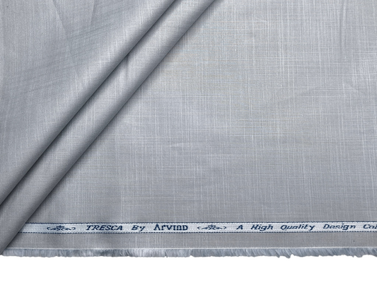 Arvind Tresca 100% Superfine Premium Cotton Shirting Fabric (Light Grey, Slub Design)