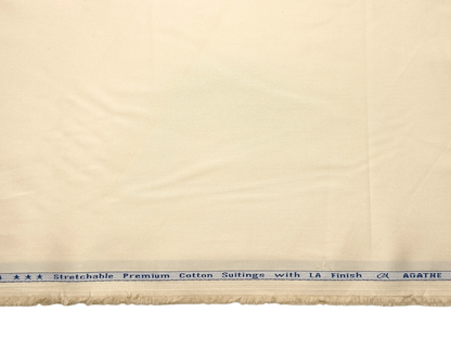 Arvind The Genova Stretchable Premium LA Finish 100% Cotton Suiting Fabric (Cream, Plain)