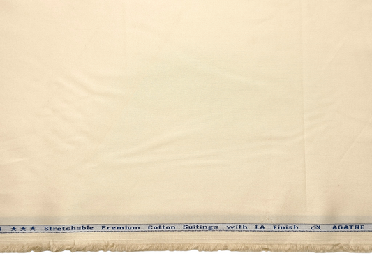 Arvind The Genova Stretchable Premium LA Finish 100% Cotton Suiting Fabric (Cream, Plain)