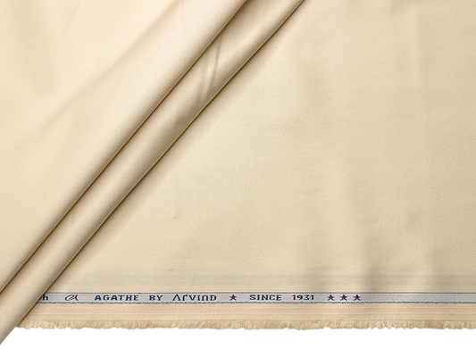 Arvind The Genova Stretchable Premium LA Finish 100% Cotton Suiting Fabric (Cream, Plain)