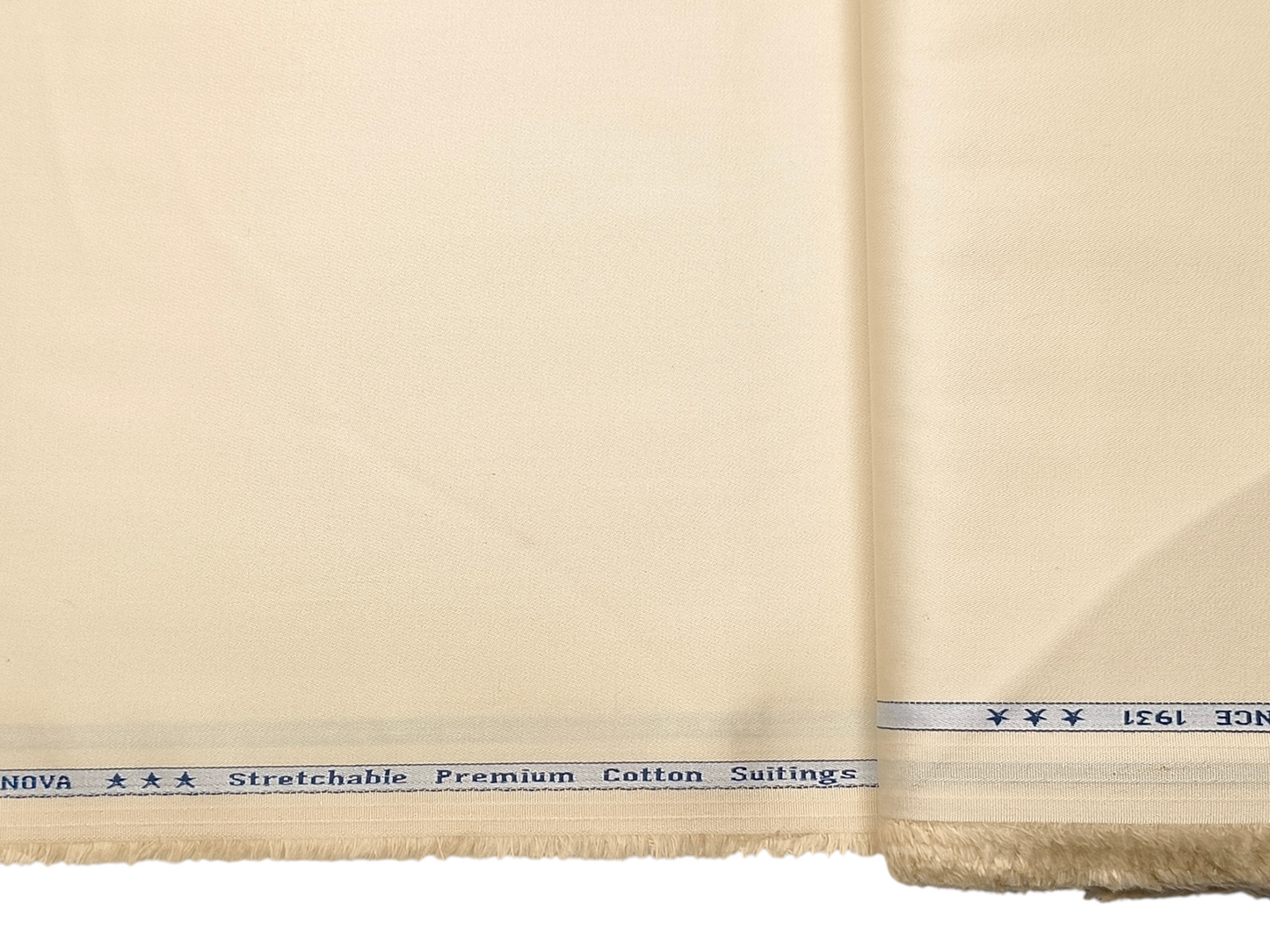 Arvind The Genova Stretchable Premium LA Finish 100% Cotton Suiting Fabric (Cream, Plain)
