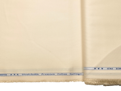 Arvind The Genova Stretchable Premium LA Finish 100% Cotton Suiting Fabric (Cream, Plain)