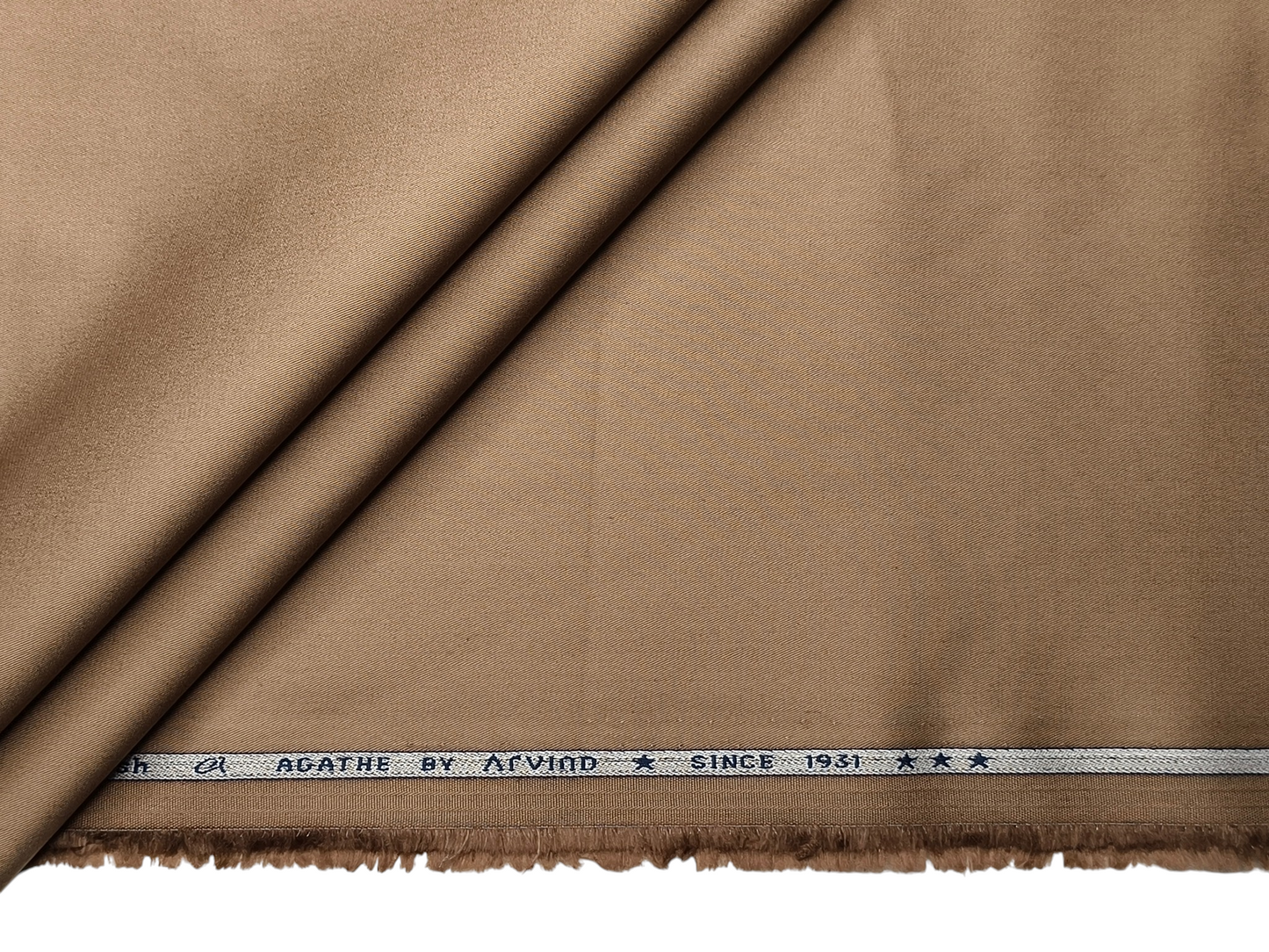 Arvind The Genova Stretchable Premium LA Finish 100% Cotton Suiting Fabric (Light Brown, Plain)