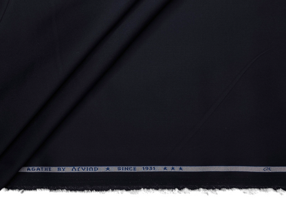 Arvind The Genova Stretchable Premium LA Finish 100% Cotton Suiting Fabric (Navy Blue, Plain)