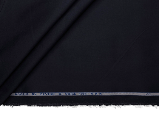 Arvind The Genova Stretchable Premium LA Finish 100% Cotton Suiting Fabric (Navy Blue, Plain)