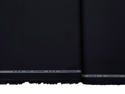 Arvind The Genova Stretchable Premium LA Finish 100% Cotton Suiting Fabric (Navy Blue, Plain)