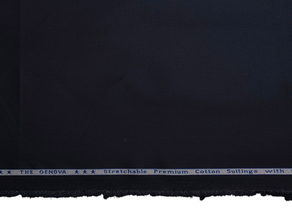 Arvind The Genova Stretchable Premium LA Finish 100% Cotton Suiting Fabric (Navy Blue, Plain)