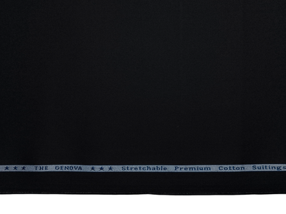Arvind The Genova Stretchable Premium LA Finish 100% Cotton Suiting Fabric (Black, Plain)