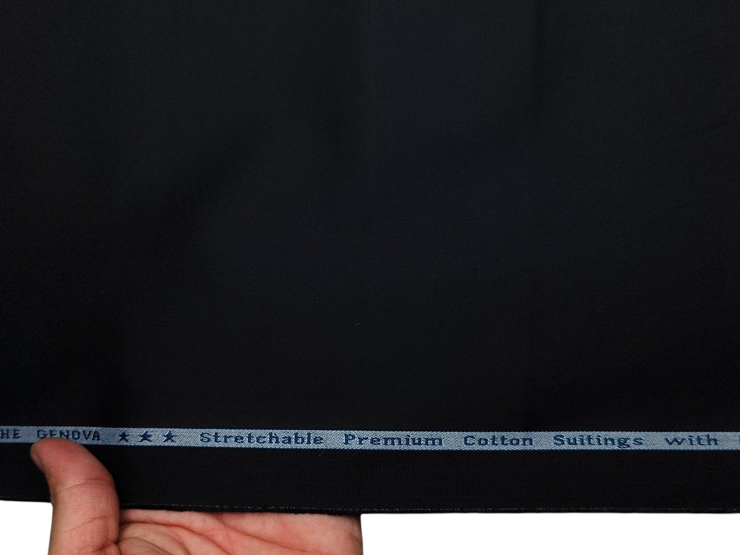 Arvind The Genova Stretchable Premium LA Finish 100% Cotton Suiting Fabric (Black, Plain)