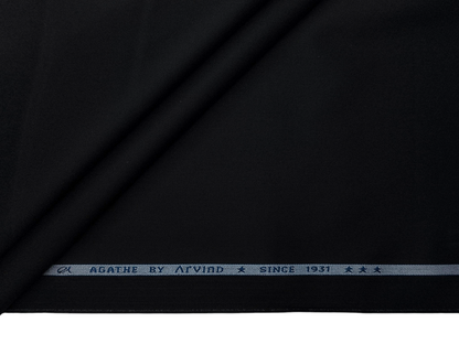 Arvind The Genova Stretchable Premium LA Finish 100% Cotton Suiting Fabric (Black, Plain)