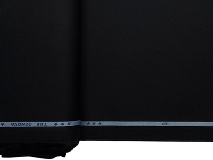 Arvind The Genova Stretchable Premium LA Finish 100% Cotton Suiting Fabric (Black, Plain)