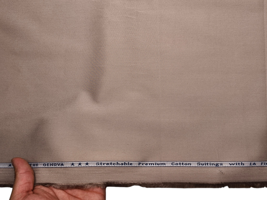 Arvind The Genova Stretchable Premium LA Finish 100% Cotton Suiting Fabric (Beige, Plain)