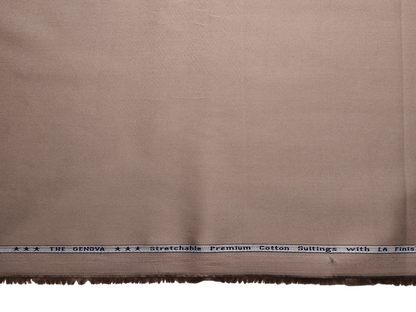 Arvind The Genova Stretchable Premium LA Finish 100% Cotton Suiting Fabric (Beige, Plain)