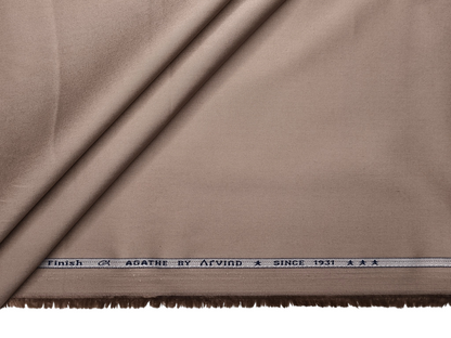 Arvind The Genova Stretchable Premium LA Finish 100% Cotton Suiting Fabric (Beige, Plain)