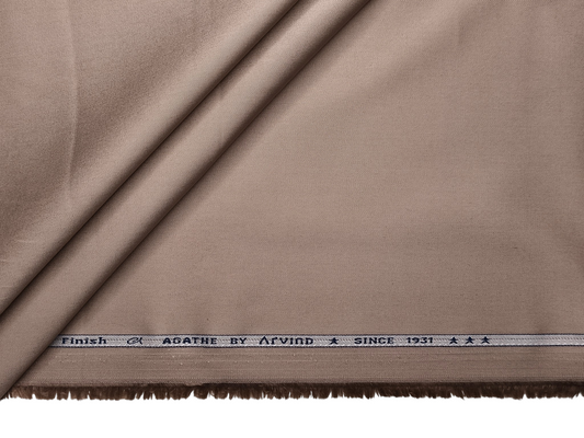 Arvind The Genova Stretchable Premium LA Finish 100% Cotton Suiting Fabric (Beige, Plain)