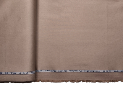 Arvind The Genova Stretchable Premium LA Finish 100% Cotton Suiting Fabric (Beige, Plain)