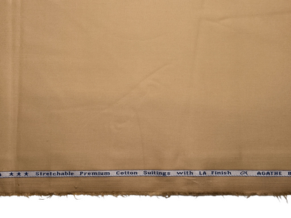 Arvind The Genova Stretchable Premium LA Finish 100% Cotton Suiting Fabric (Warm Beige, Plain)