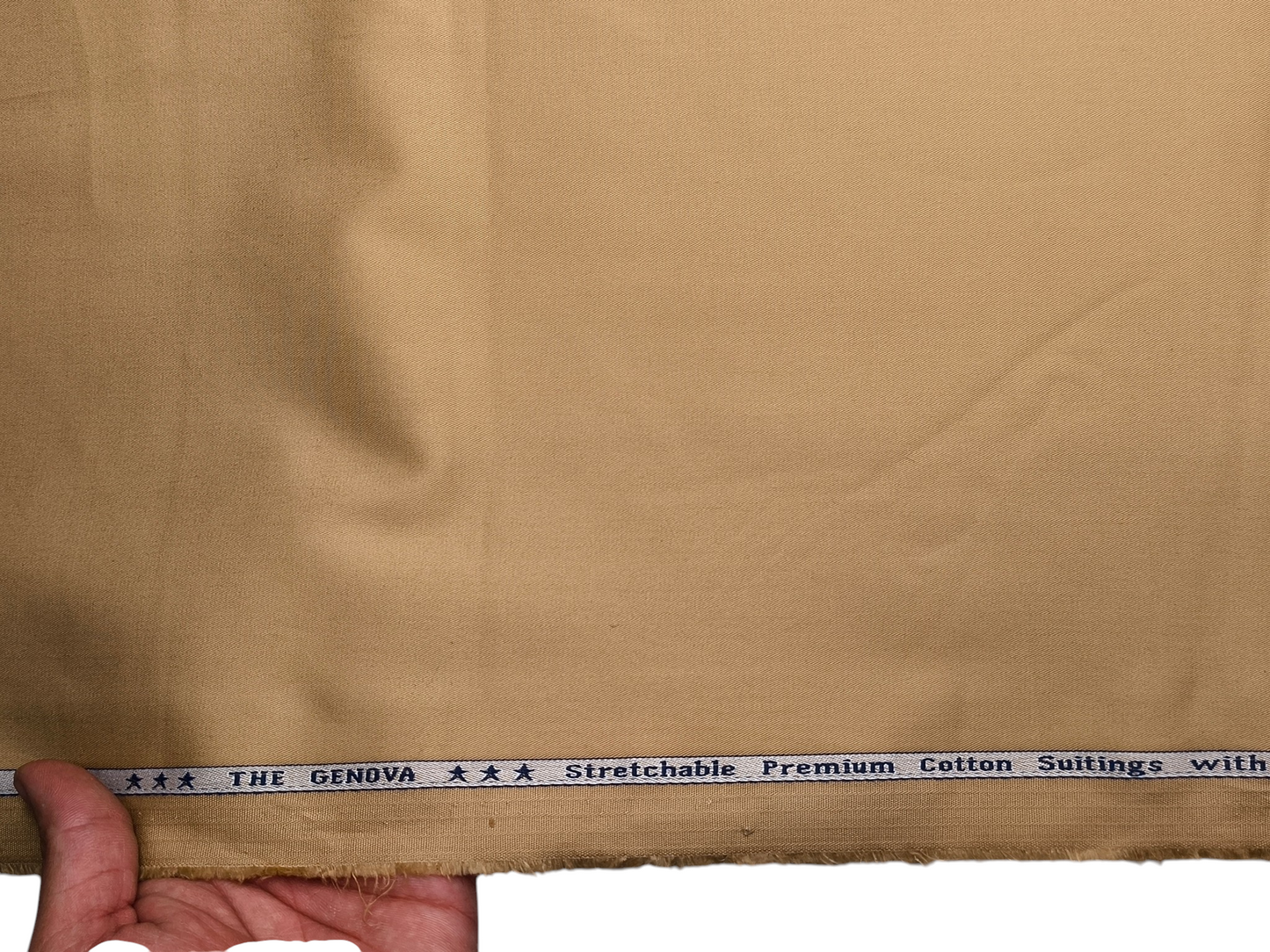 Arvind The Genova Stretchable Premium LA Finish 100% Cotton Suiting Fabric (Warm Beige, Plain)