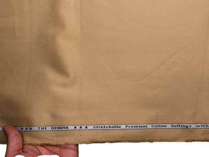 Arvind The Genova Stretchable Premium LA Finish 100% Cotton Suiting Fabric (Warm Beige, Plain)